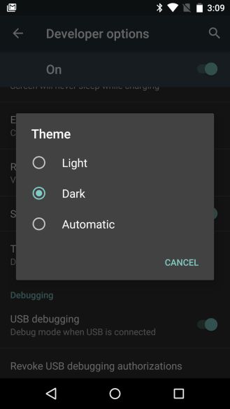 Fotografía - [Android M Feature Spotlight] Dev Preview 2 supprime le thème Dark System, probablement parce qu'il était pas encore prête